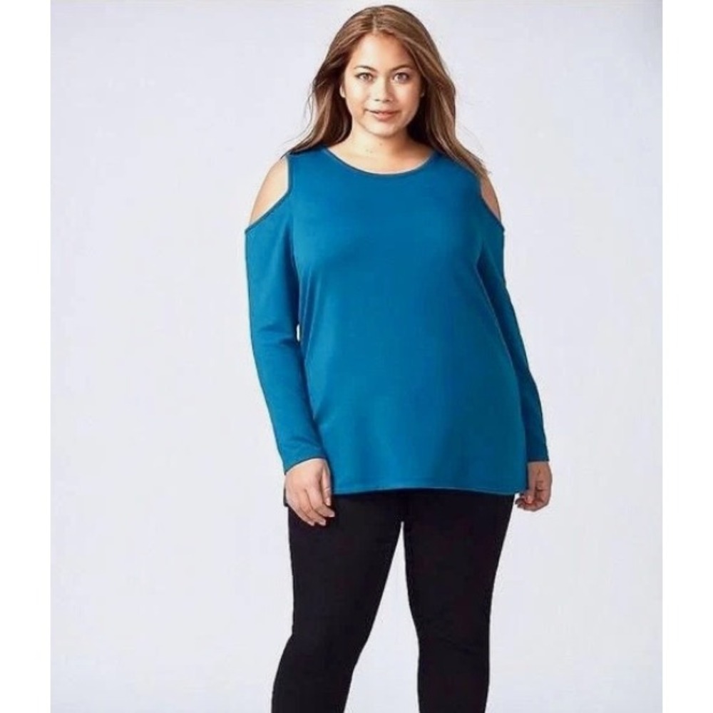 Lane Bryant Blue Cold Shoulder Soft Stretch Blouse Size‎ 22/24